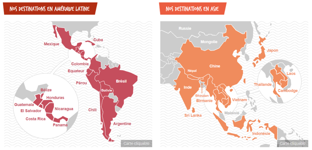 carte Amérique latine Asie - Altiplano voyage